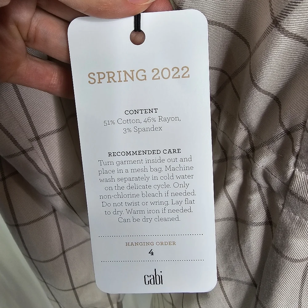 Cabi Windowpane Jacket Style # 6026 Taupe Cinched Waist Size Small